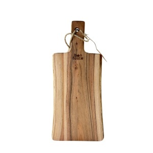 Tocator dreptunghiular cu maner din lemn natural de Acacia, Bonfesto®, Premium, 45 x 20 x 2.5 cm