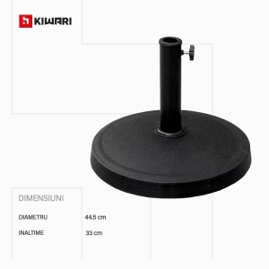 Baza Umbrela Rotunda Kiwari® Gravity, Diametru 44.5 cm x inaltime 33 cm, Rasina sintetica/Otel, Terasa/Gradina, Negru - Img 2