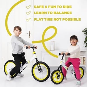 Bicicleta fara pedale Bixe, 16 inch, aluminiu, anvelope pneumatice, galben, 5-9 ani - Img 3