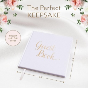 Carte de Oaspeti pentru Nunta, Your Perfect Day, 180 g/m², 32 de pagini, 22 x 22 cm, Guestbook, Alb/Auriu - Img 7