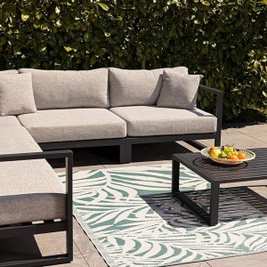 Covor pentru exterior JEMIDI, 120x180cm, polipropilena, rezistent la intemperii, usor de curatat, pentru balcon/terasa, Verde inchis - Img 7