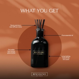 Difuzor cu betisoare Benevolence LA pentru casa, 120 ml, cu parfum relaxant de lavanda si eucalipt, cutie de cadou, Decor pentru casa - Img 5
