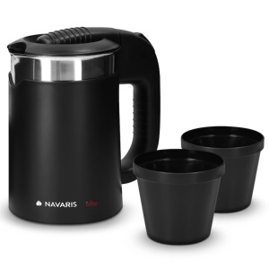 Fierbator de voiaj Navaris dublu perete, 1100W, 0,5L, portabil, ideal camping, negru, 48676.01 - Img 5