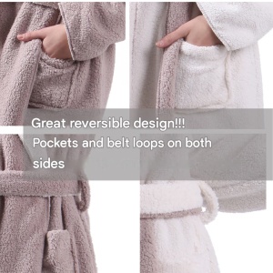 Halat de baie reversibil pentru femei Jemidi, S, Bej / Alb, Poliester, 55057.11.1 - Img 5