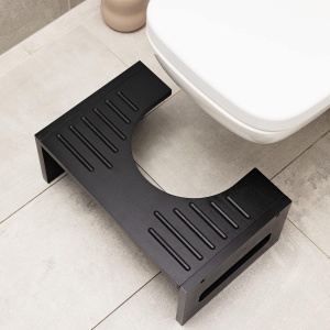 Inaltator pentru toaleta Navaris, pozitie ghemuit, antiderapant, 43.5x28x18.3 cm, negru, bambus - Img 6