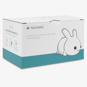 Lampa de veghe LED pentru copii Navaris, design iepuras, 15 x 9 x 10 cm, reincarcabila prin USB, cronometru, silicon BPA-free - Img 9
