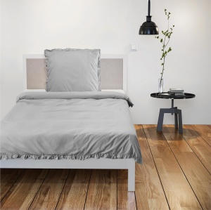 Lenjerie de pat Jemidi, set 2 piese, 100% bumbac, Gri, 135x200cm, 80x80cm