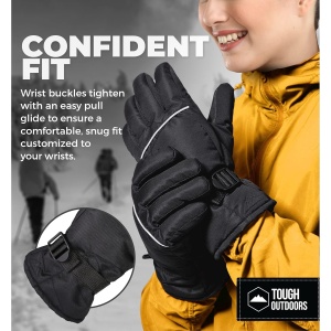 Manusi de ski unisex Tough Outfitters, impermeabile, calduroase, antiderapante, marimea M, Negru - Img 6