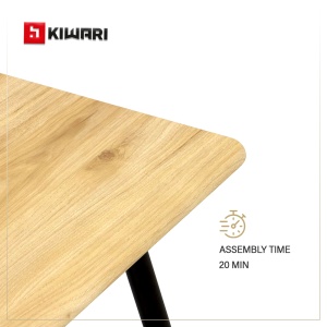 Masa Kiwari® Brik, MDF si Metal, Stil Contemporan, 110×70×75 cm, Lemn Natural & Negru - Img 6