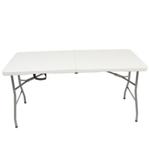 Masa plianta dreptunghiulara pentru Banchet/Evenimente/Catering, Kiwari, picioare metal pliabile, Alb - Img 1