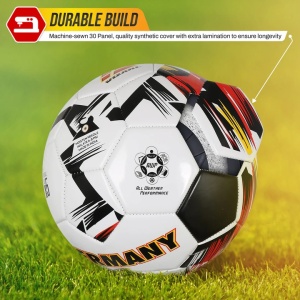 Minge Fotbal Vizari National Team Germania, 30 Panouri Cusute, Material Sintetic, Camera din Cauciuc, Marime 4, 64 cm, Alb - Img 4
