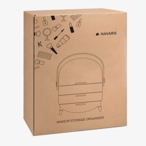 Organizator pentru cosmetice cu 2 sertare si capac transparent Navaris, Verde, 53845.07 - Img 4