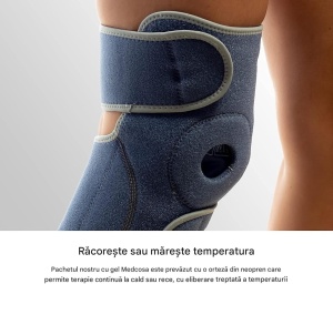 Orteza pentru genunghi, Medcosa, compresa cu gel termic, benzi velcro, material textil moale, marime universala, amelioreaza durerile, inflamatiile, umflaturile, Albastru - Img 4