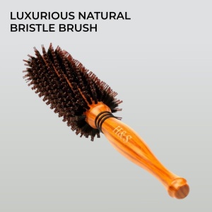 Perie rotunda profesionala H&S, maner din lemn, ergonomic, cu peri de mistret, pentru coafat, rezitenta la caldura, Maro - Img 4