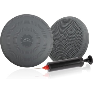 Perna pentru echilibru Everest Fitness, ortopedica, gonflabila, cu pompa, Ø33 cm, Gri