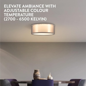 Plafoniera de tavan cu LED, Navaris, design cu 2 straturi, 22W, temperatura de culoare reglabila, cu telecomanda, Clasa F, Ø 32 x 12 cm - Img 2