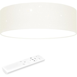 Plafoniera LED Navaris, efect de stele, Ø 40 x 12 cm, intensitate reglabila, telecomanda, abajur textil, 22 W, Bej