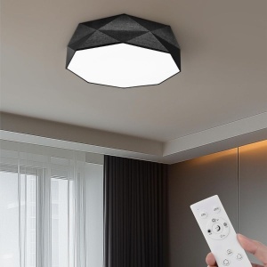Plafoniera LED Navaris, intensitate reglabila, telecomanda, temporizator, 52 x 52 x 15 cm, 22W, design elegant, Negru - Img 7