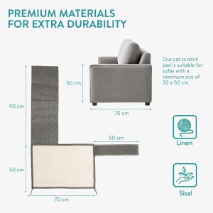 Protectie impotriva zgarieturilor pentru Pisici, 50x70 cm, Sisal, Gri, 47363.01 - Img 3