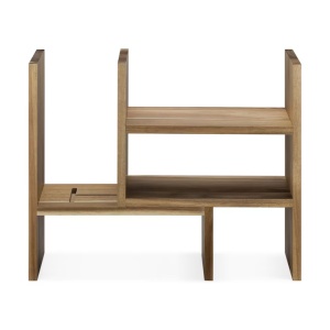 Raft organizator birou reglabil Navaris, 64x15.5x40 cm, modular, natural, lemn acacia, maro, lemn - Img 5