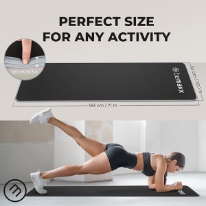 Saltea pentru antrenament, pentru yoga, fitness, aerobic, pilates, exercitii la sol, BeMAXX, Antiderapant, 183x61 cm, Negru - Img 2