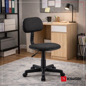 Scaun Birou Kiwari® Fen, Spatar si Sezut Tapitat, Reglabil pe Inaltime, Roti duble, Compact, Capacitate 120 kg, Negru - Img 3