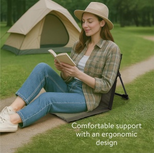 Scaun de plaja pliabil Navaris, 600D Oxford, 40 x 38 x 39 cm, pentru camping si activitati in aer liber, geanta pentru transport, Verde - Img 4
