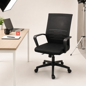 Scaun ergonomic de birou Kiwari® Form, spatar din plasa, mecanism butterfly, baza nylon 320 mm, negru - Img 4