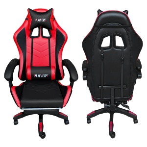Scaun gaming Kiwari® Rush, suport pentru picioare, spatar rabatabil 135°, perne lombara si cervicala, negru/rosu - Img 4