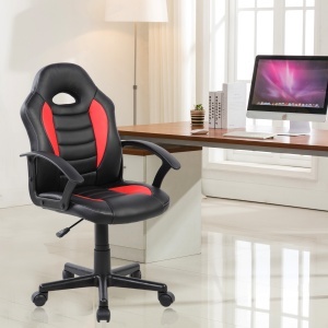 Scaun gaming Kiwari Min, material PU+PVC, cadru lemn, baza nylon, mecanism reglabil, brate fixe, roti silentioase, inaltime ajustabila, Negru - Img 8