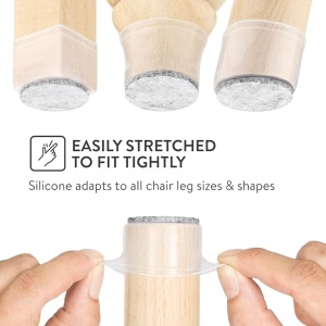 Se 16 protectii pentru picioare scaune/masa Aneaseit, din silicon/fetru, 50 cm, porotectie pentru mobilier, Transparent - Img 4