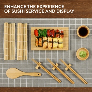 Set 16 piese kit sushi Navaris pentru incepatori, tava bambus, 24x15x2 cm, 60621.01 - Img 5