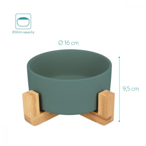 Set 2 Boluri pentru pisici si caini cu suport din bambus Navaris, 850 ml, Verde, 48350.07 - Img 8