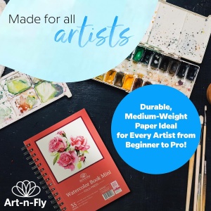 Set 2 caiete de desen pentru acuarele, Art-n-Fly, A5, 300 g/m², 35 coli, cu spirala, hartie alba, 21, 50x14 cm - Img 2