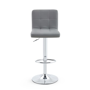 Set 2 Scaune Bar/Bucatarie Kiwari® Lior, Inaltime 59-79 cm, Sezut PU, Spuma si Baza Rotativa Crom, Design Modern Bucatarie/Dining, Capacitate 120 kg, Gri - Img 6