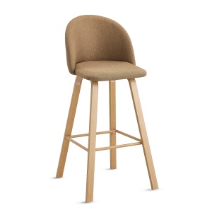 Set 2 scaune Bar/Bucatarie Kiwari® Tan, Inaltime 75 cm, Sezut Tapitat cu Material Textil, Picioare Metalice Aspect Lemn, Design Modern Bucatarie/Dining, Capacitate 120 kg, Maro - Img 9