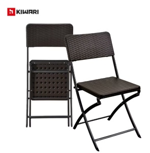 Set 2 Scaune Gradina Pliabile Kiwari®, 44.5x57x80.5 cm, Cadru Metalic Rezistent, 120 kg, Mobilier Exterior pentru Terasa/Balcon/Camping, Maro - Img 7