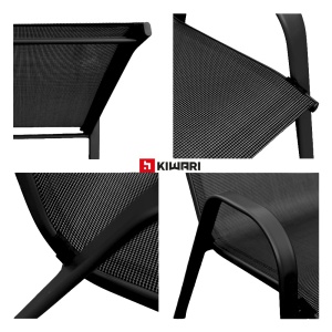 Set 2 Scaune Kiwari® Lago, 55.5x72.5x92.5 cm, Suprapozabil, Greutate maxima 110 kg, Gradina/Terasa/Balcon, Negru - Img 4