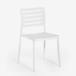 Set 2 scaune pentru gradina si exterior, AHD, din polipropilena, pentru bar si restaurant, Billow, ALB