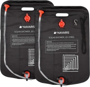 Set 2 x Dus solar de camping Navaris cu furtun si robinet, 20L, Negru, 45686.03.01 - Img 2