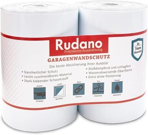 Set 2 x Protectie de perete de garaj, Rudano, spuma autoadeziva, alb, 2 m, extra gros, 7 mm