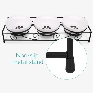 Set 3 Boluri din ceramica pentru caini si pisici Navaris cu suport metalic, 320 ml, 46947.2 - Img 9