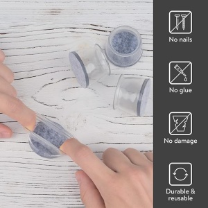 Set 32 protectii pentru picioare scaune/masa Aneaseit, din silicon/fetru, potrivite pentru orice forma, 38 mm, Transparent - Img 5