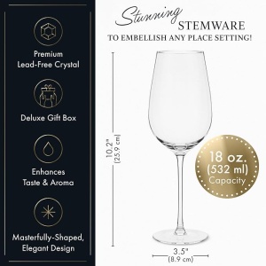 Set 4 pahare premium, ELIXIR GLASSWARE, din cristal, cu picior, potrivit pentru degustari, nunta, aniversari, petreceri, Transparent - Img 5