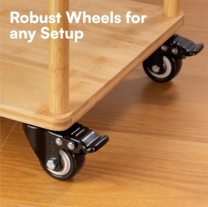 Set 4 roti pivotante H&S, pentru transport, 50 mm, sarcina maxima de incarcare 200 kg, din otel/cauciuc, 2 roti cu frane, totatie 360°, Negru - Img 2