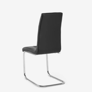 Set 4 scaune elegante Dudak pentru bucatarie si sufragerie, AHD, din piele ecologica, cu spatar inalt, Negru - Img 3