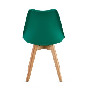 Set 4 Scaune Living/Bucatarie/Bar Kiwari® Riv, Sezut PP cu Pernuta PU, Picioare Lemn Fag, Inaltime Sezut 48 cm, Design Modern, Capacitate 120 kg, Verde - Img 8