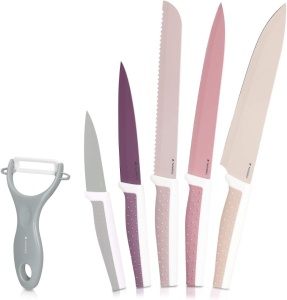 Set 5 cutite de bucatarie, din otel inxoidabil, 1 cutit de curatat din ceramica, Navaris - Img 2