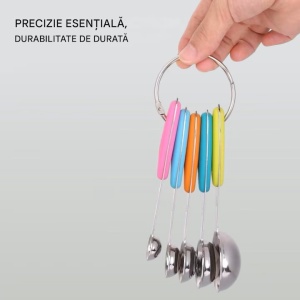 Set 5 lingurite gradate, H&S, cupe masurare si dozare condimente, otel inoxidabil, masuri de la 1.25ml -15 ml, Multicolor - Img 4