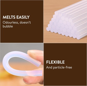 Set 50 batoane de lipit H&S, din rasina, 0.7 x 10 cm, sudura maselor plastice si realizarea de decoratiuni, pentru bricolaj, reparatii, montaj, fixare rapida, ideal pentru pistol de lipit, Transparent - Img 6